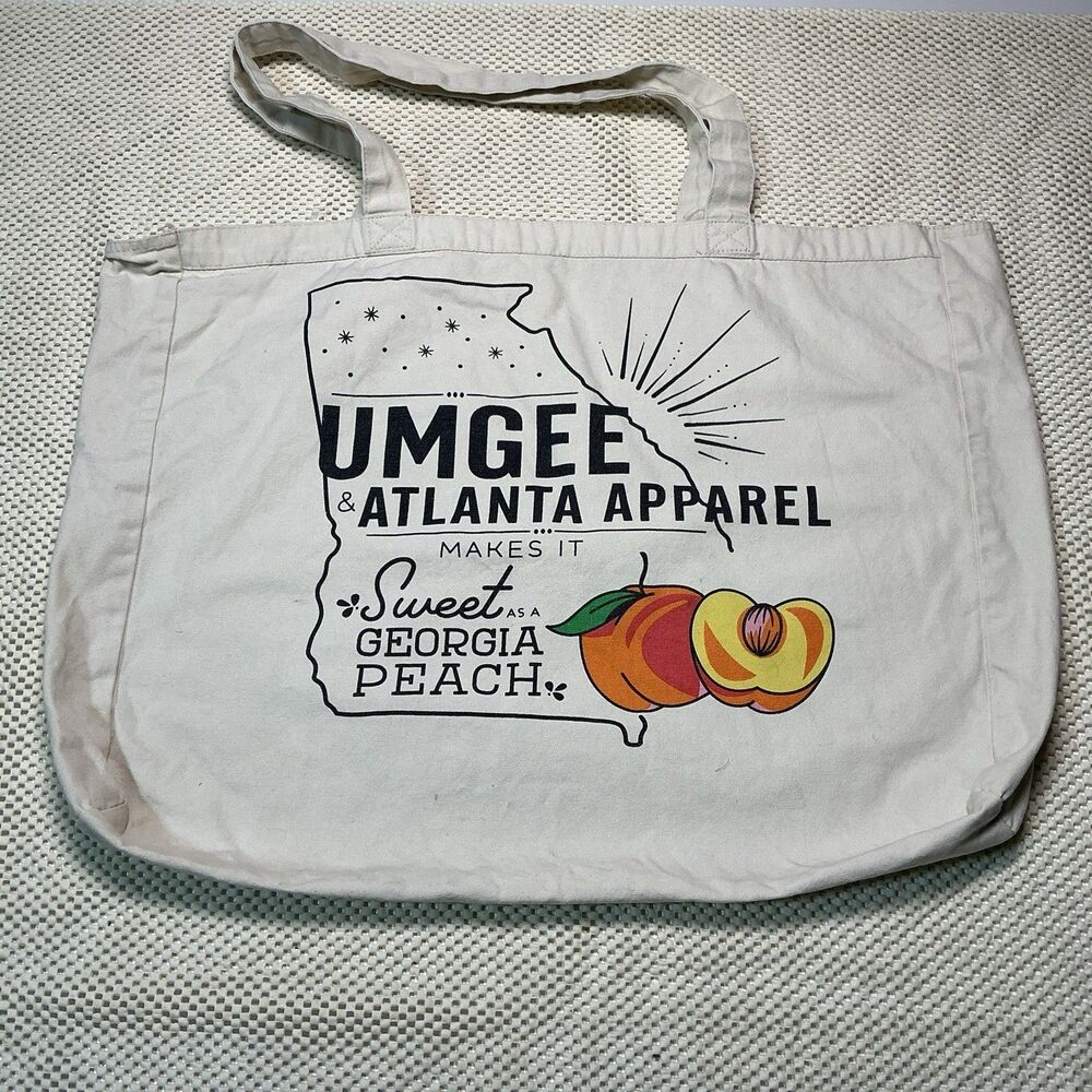 Umgee Atlanta Apparel Georgia Peach Canvas Tote Bag Large Souvenir USA